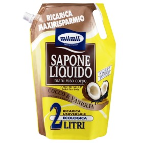 MIL MIL SAPONE LIQUIDO MANI RICARICA BUSTA COCCO E VANIGLIA lt. 2 MIL MIL SAPONE LIQUIDO MANI RICARICA BUSTA COCCO E VANIGLIA lt.