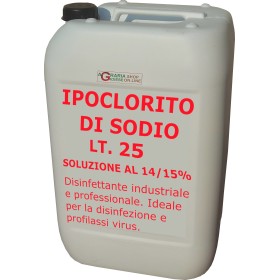 IPOCLORITO DI SODIO SOLUZIONE 14/15% USO INDUSTRIALE E PROFESSIONALE TANICA LT. 25 IPOCLORITO DI SODIO SOLUZIONE 14/15% USO INDUSTRIALE E PROFESSIONALE TANICA LT. 25