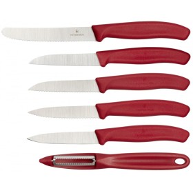 VICTORINOX SET COLTELLI SPELUCCHINI SWISS CLASSIC MANICO ROSSO PZ. 6 VICTORINOX SET COLTELLI SPELUCCHINI SWISS CLASSIC MANICO ROSSO
