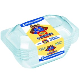 BIBO 4 CONTENITORI CON COPERCHIO TRASPARENTI ml. 400 BIBO 4 CONTENITORI CON COPERCHIO TRASPARENTI ml. 400
