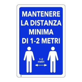 CARTELLO SEGNALE PLASTICA DISTANZA MINIMA 1-2M 300x200 mm. CARTELLO SEGNALE PLASTICA DISTANZA MINIMA 1-2M 300x200 mm.