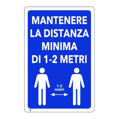 CARTELLO SEGNALE PLASTICA DISTANZA MINIMA 1-2M 300x200 mm.