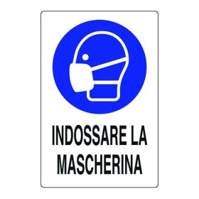 CARTELLO SEGNALE PLASTICA INDOSSARE MASCHERINA 300x200 mm. CARTELLO SEGNALE PLASTICA INDOSSARE MASCHERINA 300x200 mm.