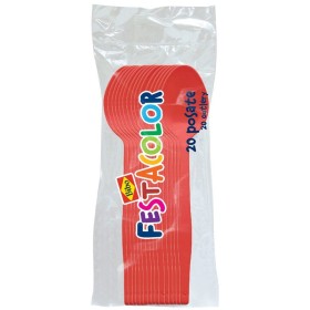 BIBO 20 CUCCHIAI IN PLASTICA ROSSA FESTACOLOR BIBO 20 CUCCHIAI IN PLASTICA ROSSA FESTACOLOR