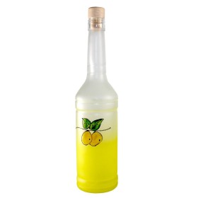 BOTTIGLIA IN VETRO ROSITA SATINATA GIALLO CON LIMONCINO CON TAPPO CC. 700 BOTTIGLIA IN VETRO ROSITA SATINATA GIALLO CON LIMONCINO CON TAPPO CC. 700