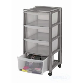 Cassettiera Libera a 4 Scomparti Con Ruote in Dotazione Silver cm. 40x40x80h. Cassettiera Libera a 4 Scomparti Con Ruote in Dotazione Silver cm. 40x40x80h.