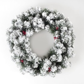 GHIRLANDA CORONA NATALIZIA MARILLEVA CON NEVE E BACCHE TPS120 CM. 50 GHIRLANDA CORONA NATALIZIA MARILLEVA CON NEVE E BACCHE TPS120 CM. 50