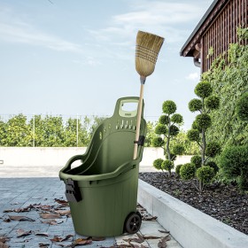 Helpy Cart Carriola multiuso completa di ferma scopa Verde Bruno cm. 59,5x53x88,5h. Helpy Cart Carriola multiuso completa di ferma scopa Verde Bruno cm. 59,5x53x88,5h.
