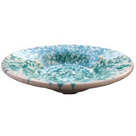 PIATTO IN CERAMICA SMALTATA VERDE E BIANCA MEDIA CM. 40x9h. PIATTO IN CERAMICA SMALTATA VERDE E BIANCA MEDIA CM. 40x9h.