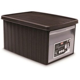 Scatola multiuso Elegance M in con coperchio e apertura frontale Moka cm. 39x29x21h. Scatola multiuso Elegance M in con coperchio e apertura