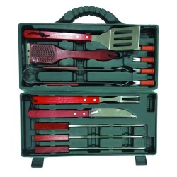 SET PER BARBECUES SANDRIGARDEN MANICO LEGNO ACCIAIO INOX CON VALIGETTA PZ. 12 SET PER BARBECUES SANDRIGARDEN MANICO LEGNO ACCIAIO INOX CON