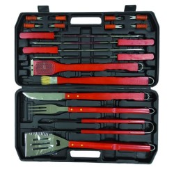 SET PER BARBECUES SANDRIGARDEN MANICO LEGNO ACIAIO INOX CON VALIGETTA PZ. 18 SET PER BARBECUES SANDRIGARDEN MANICO LEGNO ACIAIO INOX CON VALIGETTA PZ. 18