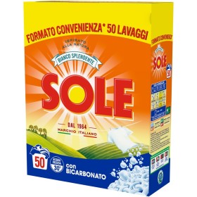 SOLE DETERSIVO BUCATO LAVATRICE IN POLVERE BIANCO SPLENDENTE CON BICARBONATO FUSTONE 50 LAVAGGI SOLE DETERSIVO BUCATO LAVATRICE IN POLVERE BIANCO SPLENDENTE