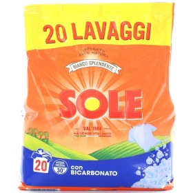 SOLE DETERSIVO BUCATO LAVATRICE RICARICA POLVERE BIANCO SPLENDENTE ULTRA 20 MISURINI 1300 GRAMMI SOLE DETERSIVO BUCATO LAVATRICE RICARICA POLVERE BIANCO