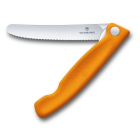 VICTORINOX SWISS CLASSIC COLTELLO TAVOLA LAMA ONDULATA PIEGHEVOLE MANICO ARANCIO VICTORINOX SWISS CLASSIC COLTELLO TAVOLA LAMA ONDULATA