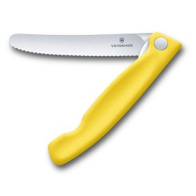 VICTORINOX SWISS CLASSIC COLTELLO TAVOLA LAMA ONDULATA PIEGHEVOLE MANICO GIALLO VICTORINOX SWISS CLASSIC COLTELLO TAVOLA LAMA ONDULATA