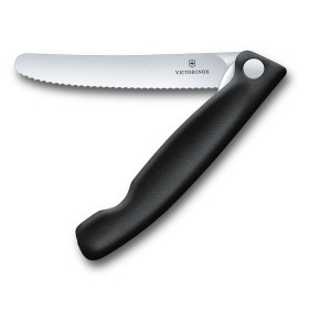 VICTORINOX SWISS CLASSIC COLTELLO TAVOLA LAMA ONDULATA PIEGHEVOLE MANICO NERO VICTORINOX SWISS CLASSIC COLTELLO TAVOLA LAMA ONDULATA