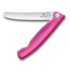 VICTORINOX SWISS CLASSIC COLTELLO TAVOLA LAMA ONDULATA PIEGHEVOLE MANICO ROSA VICTORINOX SWISS CLASSIC COLTELLO TAVOLA LAMA ONDULATA