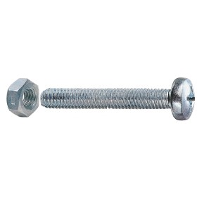 VITI A METALLO IN ACCIAIO ZINCATO TESTA CILINDRICA 5x16 CON DADI PZ. 30 VITI A METALLO IN ACCIAIO ZINCATO TESTA CILINDRICA 5x16 CON