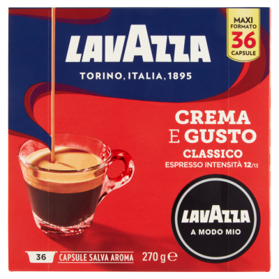 Lavazza A Modo Mio,Caffè Espresso, Crema E Gusto Classico- 36 Capsule Salva  Aroma 270 G
