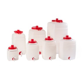 DEMETRA BOTTIGLIONE IN PLASTICA BOCCA LARGA MANICO IN  PLASTICA CON RUBINETTO LT. 25 DEMETRA BOTTIGLIONE IN PLASTICA BOCCA LARGA MANICO IN PLASTICA