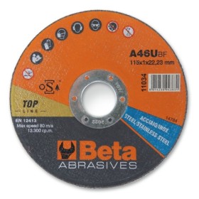 beta ART. 11034 disco per smerigliatrice da taglio ferro inox mm. 115x1,6x22,23 beta ART. 11034 disco per smerigliatrice da taglio ferro inox