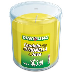 DIAVOLINA CANDELA CITRONELLA DI GIAVA IN BICCHIERE 140 GRAMMI DURATA 35 ORE PER INTERNI DIAVOLINA CANDELA CITRONELLA DI GIAVA IN BICCHIERE 140 GRAMMI