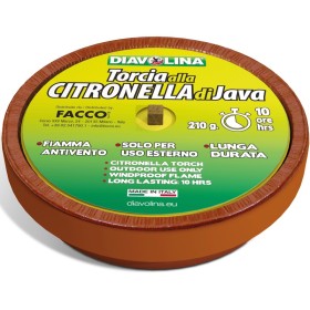 DIAVOLINA TORCIA CITRONELLA DI GIAVA IN COCCIO DI TERRACOTTA DM 16 CM PER STERNO DIAVOLINA TORCIA CITRONELLA DI GIAVA IN COCCIO DI TERRACOTTA DM