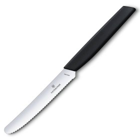 Victorinox Coltello da tavola Nero Swiss Modern Lama arrotondata seghettata Victorinox Coltello da tavola Nero Swiss Modern Lama arrotondata seghettata
