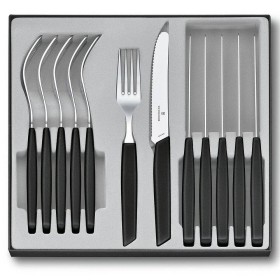 Victorinox Set posate Coltello e forchetta Swiss Modern con manico nero pz. 12 Victorinox Set posate Coltello e forchetta Swiss Modern con manico nero pz. 12
