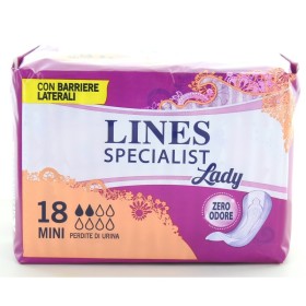 LINES SPECIALIST MINI 18 PEZZI ANTI-ODORE CON BARRIERE LATERALI ASSORBENTI (EX LINES PERLA MINI) LINES SPECIALIST MINI 18 PEZZI ANTI-ODORE CON BARRIERE LATERALI