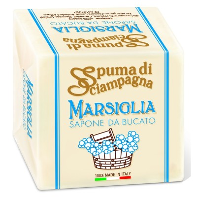 SPUMA DI SCIAMPAGNA SAPONE BUCATO PEZZI CUBO MARSIGLIA 250