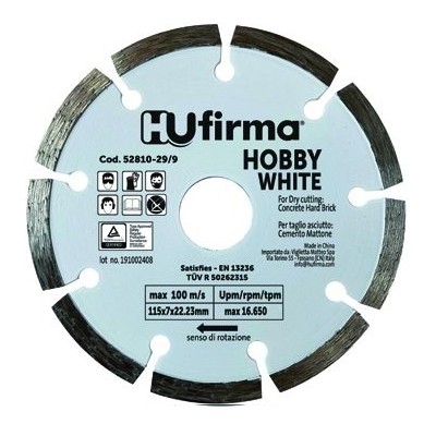 HU-FIRMA DISCO DIAMANTATO A SETTORI HOBBY WHITE DIAM. MM. 115