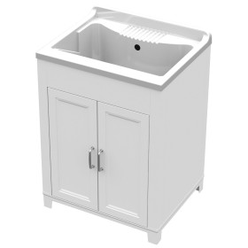 KIT LAVATOIO CON BASE IN RESINA COMPLETO DI SIFONE ANTIACIDO CM. 60x50 BIANCO KIT LAVATOIO CON BASE IN RESINA COMPLETO DI SIFONE ANTIACIDO CM. 60x50 BIANCO