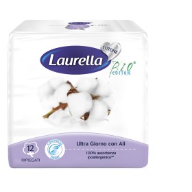 LAURELLA BIO COTTON ASSORBENTE ULTRA GIORNO CON ALI RIPIEGATO 12 PZ LAURELLA BIO COTTON ASSORBENTE ULTRA GIORNO CON ALI RIPIEGATO