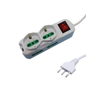 MULTIPRESA A 2 POSTI SCHUKO 4 BIPASSO 10/16A CON INTERRUTTORE MULTIPRESA A 2 POSTI SCHUKO 4 BIPASSO 10/16A CON INTERRUTTORE