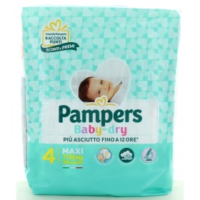 PAMPERS PANNOLINO BABY DRY 4 MAXI 7-18 KG 19 PANNOLINI PAMPERS PANNOLINO BABY DRY 4 MAXI 7-18 KG 19 PANNOLINI