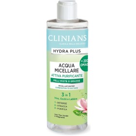CLINIANS HYDRA PLUS ACQUA MICELLARE ATTIVA PURIFICANTE 3IN1 PELLI MISTE O GRASSE 400 ML CLINIANS HYDRA PLUS ACQUA MICELLARE ATTIVA PURIFICANTE 3IN1 PELLI MISTE O GRASSE 400 ML