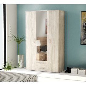 KIT ARMADIO 3 ANTE, 2 CASSETTI E 1 ANTA A SPECCHIO BIANCO ROVERE  cm. 120x200x52h. KIT ARMADIO 3 ANTE, 2 CASSETTI E 1 ANTA A SPECCHIO BIANCO ROVERE  cm. 120x200x52h.