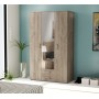 KIT ARMADIO 3 ANTE, 2 CASSETTI E 1 ANTA A SPECCHIO ROVERE  cm. 120x200x52h.