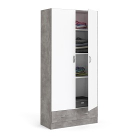 KIT ARMADIO FOCUS 2 ANTE 1 CASSETTO CEMENTO-BIANCO cm. 79x36x170h. KIT ARMADIO FOCUS 2 ANTE 1 CASSETTO CEMENTO-BIANCO cm. 79x36x170h.