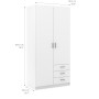 KIT ARMADIO SPRINT 2 ANTE E  3 CASSETTI BIANCO cm. 98x50x200h.