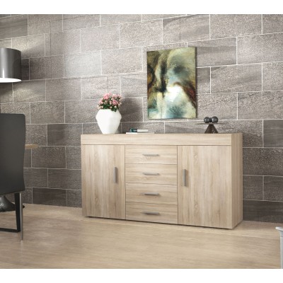 KIT MADIA CON 2 ANTE E 4 CASSETTI 153x85x40h. NATURAL WOOD