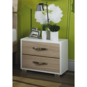 LINEA MODERN COMODINO 2 CASSETTI BIANCO/OLMO cm. 52x36x43h LINEA MODERN COMODINO 2 CASSETTI BIANCO/OLMO cm. 52x36x43h