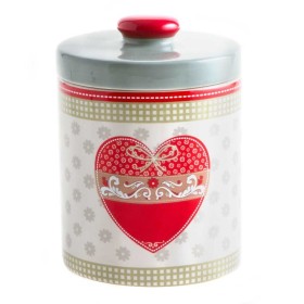Tognana Biscottiera In Ceramica Rosso Con Decorazioni Natalizie Cm. 14x19 LINEA DOLCE CASA Tognana Biscottiera In Ceramica Rosso Con Decorazioni Natalizie