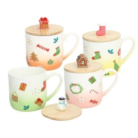 Tognana Il mug con coperchio in porcellana con vari decori natalizi della linea Natale CC. 370 Tognana Il mug con coperchio in porcellana con vari decori