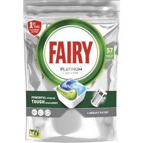 FAIRY PASTIGLIE PER LAVASTOVIGLIE TUTTO IN1 PLATINUM REGULAR 57 CAPS FAIRY PASTIGLIE PER LAVASTOVIGLIE TUTTO IN1 PLATINUM REGULAR 57 CAPS