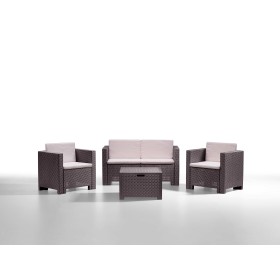 SALOTTO RESINA 4 PEZZI CON CUSCINI  CAPRI  MARRONE SALOTTO RESINA 4 PEZZI CON CUSCINI  CAPRI  MARRONE