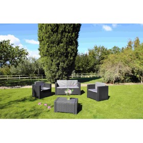 SALOTTO RESINA 4 PEZZI CON CUSCINI CAPRI ANTRACITE SALOTTO RESINA 4 PEZZI CON CUSCINI CAPRI ANTRACITE