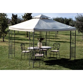 GAZEBO IN METALLO mt.3x3 DECORATO  COLORE ECRU GAZEBO IN METALLO mt.3x3 DECORATO  COLORE ECRU
